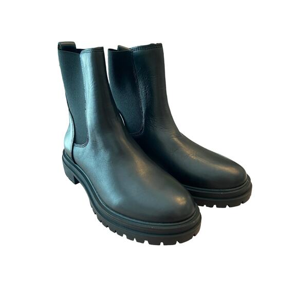 Madewell Gibson Chelsea Ankle Boot Leather Slip On Round Toe Black Size 6 - Picture 2 of 10